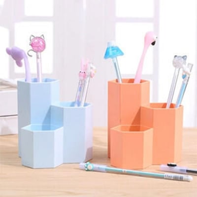 Picture of Large Capacity Desk Pen Pencil Holder Makeup Storage Box Desktop Organizer Stand Case School Office Stationery Multicolor
