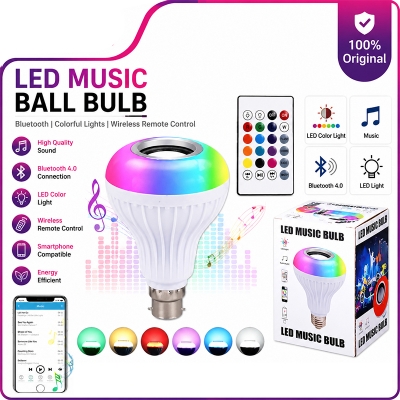 Picture of Smart Led Remote Control Bluetooth Speaker Music Bulb - AC 220V, RGB remote control Bluetooth music bulb lamp, Led Music Bulb With Bluetooth Speaker - Pin System (267241381) Turquoise