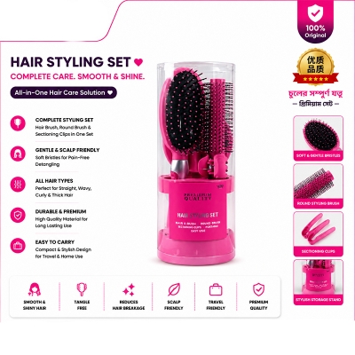 Picture of Bohua Make Up Brush Set Hair Brush/Comb/Mirror With Stand – Hair Brush Set 3 Piece Multicolor