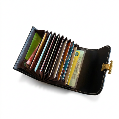 Picture of Premium Checkered Accordion Card Holder Wallet for Women & Men | PU Leather Multi Card Wallet | Compact Mini Card Case Multicolor