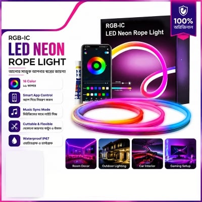 Picture of USB LED Neon Rope Lights, RGB Led Strip Lights with Remote, Color Changing Flexible Led Light Strip, Gaming 5V Neon Lights Multicolor