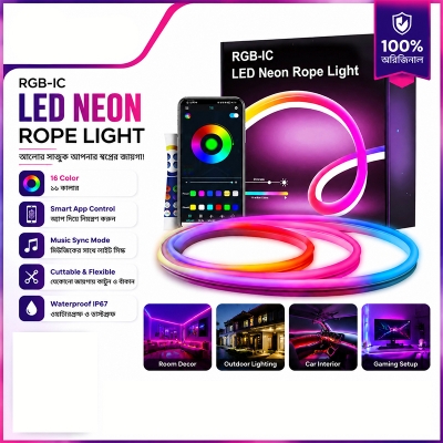 Picture of USB LED Neon Rope Lights, RGB Led Strip Lights with Remote, Color Changing Flexible Led Light Strip, Gaming 5V Neon Lights Multicolor