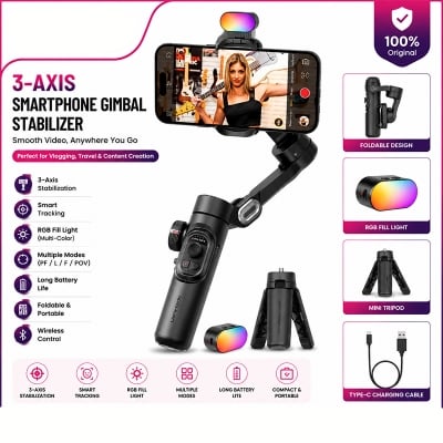 Picture of Smart XE 3-Axis Gimbal Stabilizer Foldable Handheld Selfie Stick Smart Face Tracking APP Control Original Video Volg Multicolor