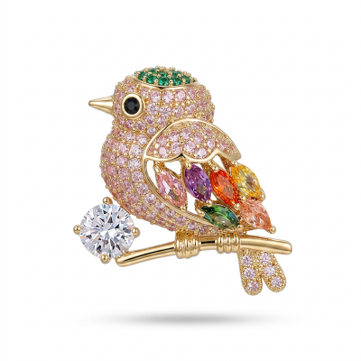 Picture of Magpie bird brooch high-end Japanese cute anti-exposure high-end personalized suit color pin corsage accessories Multicolor
