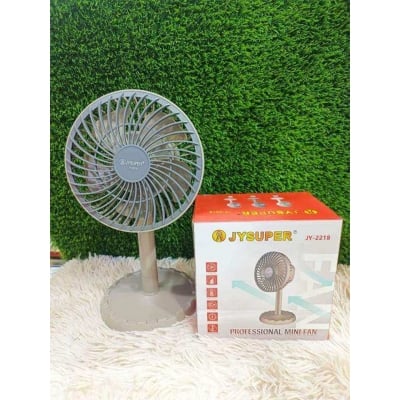 Picture of Joy Super JY-2218 Professional Rechargeable Portable Mini Table Fan Strong Wind Left to Right Oscillating Angle 45 Degrees - AC/DC Multicolor