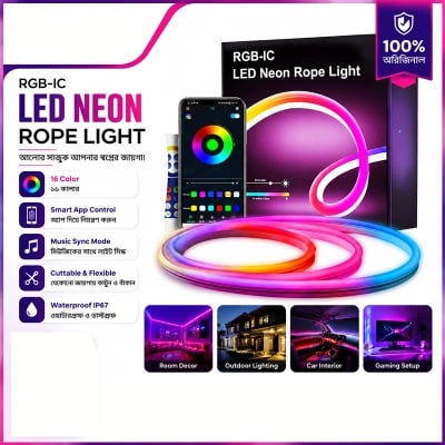Picture of USB LED Neon Rope Lights, RGB Led Strip Lights with Remote, Color Changing Flexible Led Light Strip, Gaming 5V Neon Lights Multicolor