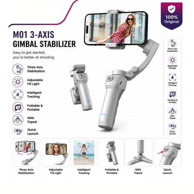 Picture of TOKQI M01 Handheld 3-Axis Gimbal Phone Holder Anti Shake Video Record Stabilizer for Xiaomi iPhone Cellphone Smartphone Multicolor