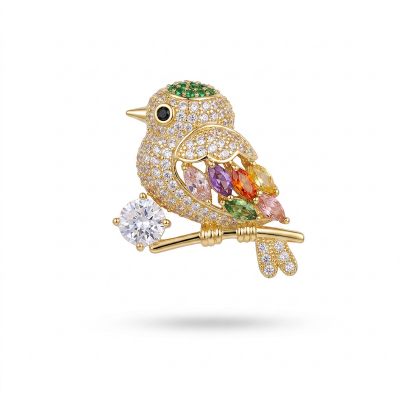 Picture of Magpie Bird Brooch High-end Japanese Style Cute Anti-running Light High-end Sense Personalized Suit Colorful Pin Corsage Accessories Multicolor