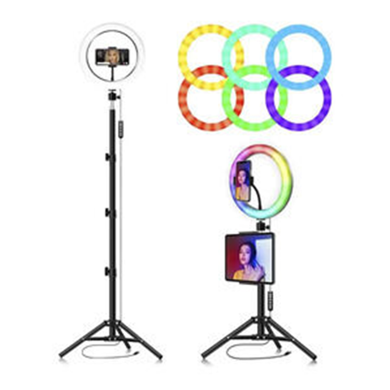 Picture of 10 inch RGB LED Soft Ring Light with Tripod Stand for Photography Makeup YouTube Video Shooting Selfie Black