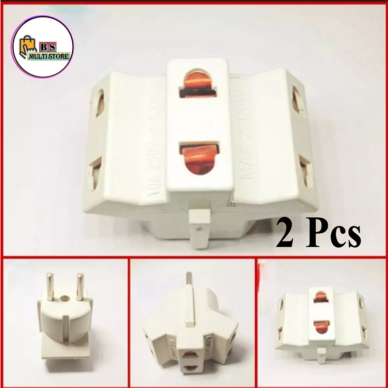 Picture of 2 pin Multi Plug , 3 PSC (3 Way New Model) Strong Plastic Multicolor