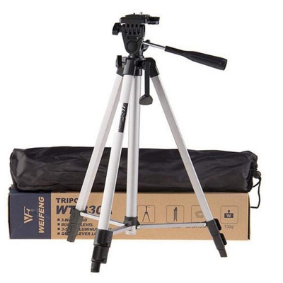 Picture of TRIPOD 330A Professional Aluminum Camera TRIPED-SIVERS WITH MOBILE HOLDER and 360° Swivel Fluid Head Multicolor