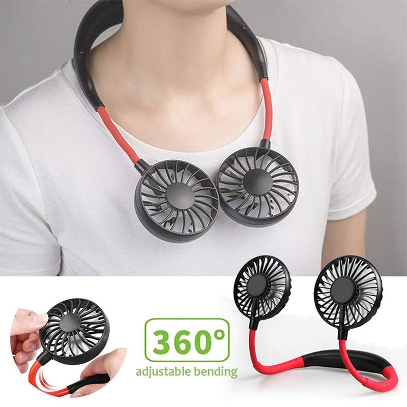 Picture of Product details of Neck Fan Portable 2000 mAh Rechargeable With USB (Neck Fan / Kitchen Fan / Sports Fan)  Battery capacity: 2000mAh Lithium Battery 4th Generation Fan Multicolor LED Light (Auto changing) 1 switch for LED Light and 1 switch fan. Backup ti Multicolor