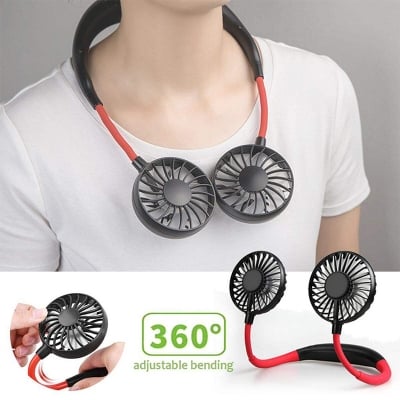 Picture of Product details of Neck Fan Portable 2000 mAh Rechargeable With USB (Neck Fan / Kitchen Fan / Sports Fan)  Battery capacity: 2000mAh Lithium Battery 4th Generation Fan Multicolor LED Light (Auto changing) 1 switch for LED Light and 1 switch fan. Backup ti Multicolor