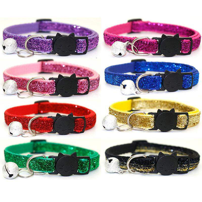 Picture of Adjustable Pet Cat Collar With Bell Puppy Neck Strap Soft For Small Dog Collars Cat Belt Multicolor