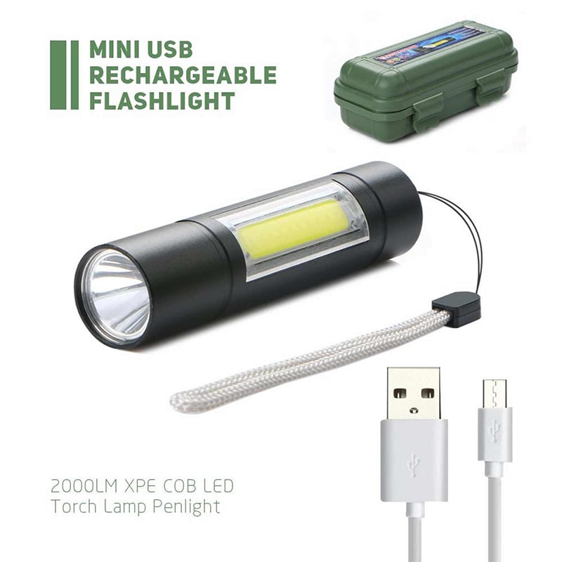 Picture of Rechargeable Flashlight Torch LED USB Portable Torch 3 Modes Mini Camping Lighting - torch light 