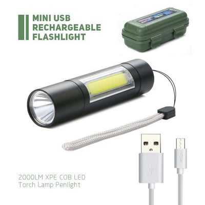 Picture of Rechargeable Flashlight Torch LED USB Portable Torch 3 Modes Mini Camping Lighting - torch light 