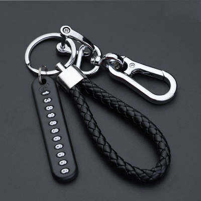 Picture of Anti-Lost Car Key Pendant Split Rings Keychain Phone Number Card Keyring Auto Vehicle Key Chain Car Accessories Multicolor