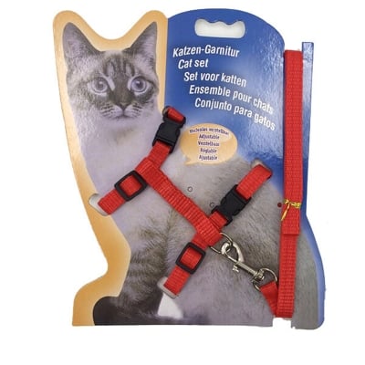 Picture of Adjustable Nylon Pet Cat Harness and Leash ~ Kitten Belt Collar with lead 