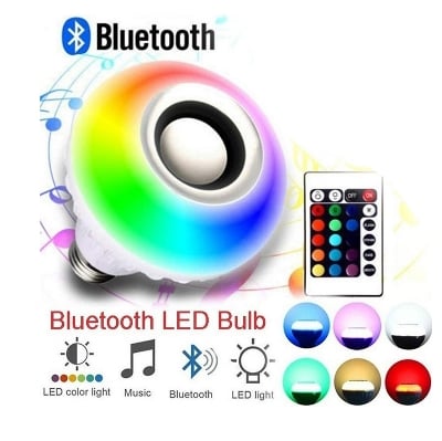 Picture of Smart Led Remote Control Bluetooth Speaker Music Bulb - AC 220V, RGB remote control Bluetooth music bulb lamp, Led Music Bulb With Bluetooth Speaker - Pin System Multicolor