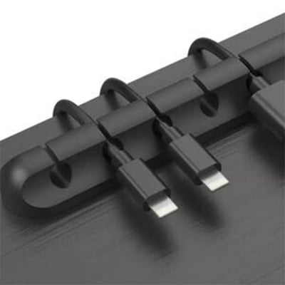 Picture of 05 Slots Cable Organizer Wire Clips Silicone USB Cable Winder Desktop Cable Holder Wire Organizer Black
