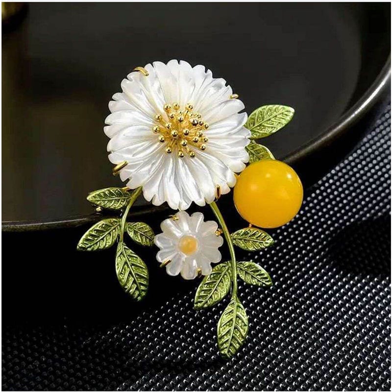 Picture of Beautiful sunflower alloy brooch hijab safety pin for Girls and Women's Multicolor