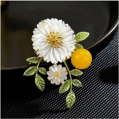 Picture of Beautiful sunflower alloy brooch hijab safety pin for Girls and Women's Multicolor
