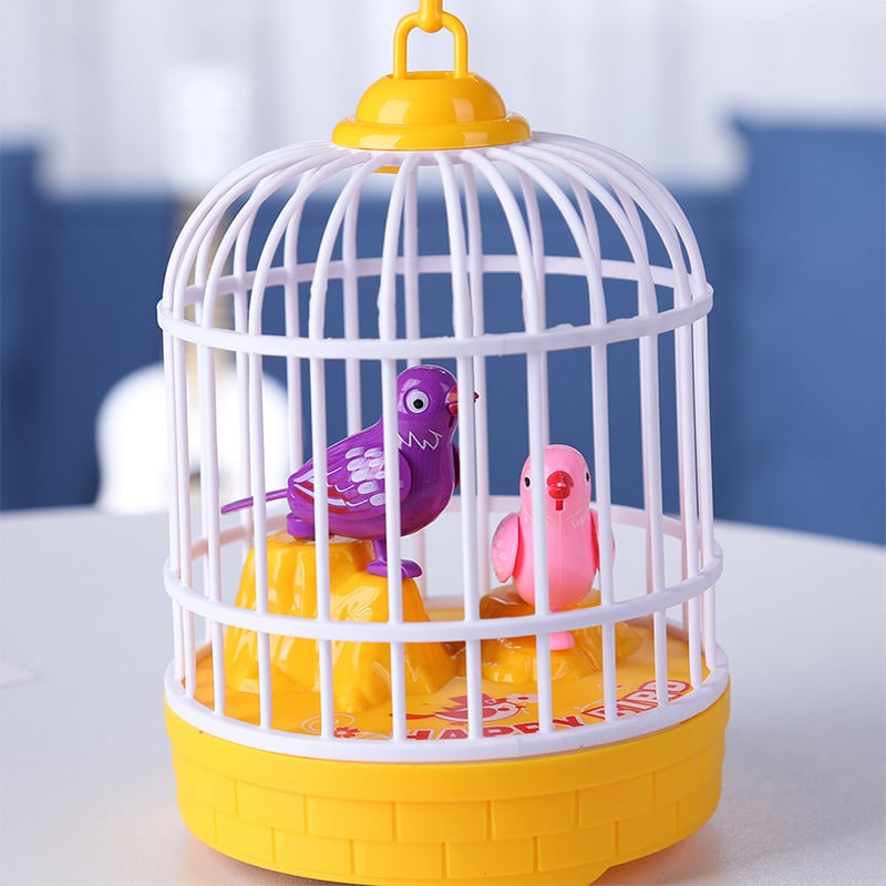 Picture of Bird Toy in Cage Realistic Sounds and Movements Sound Activated Chirp Toy Electronic Simulation Bird Cage Toy Multicolor