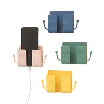 Picture of 1pcs Wall Mounted Organizer Storage Box Remote Control Mounted Mobile Phone Plug Wall Holder Charging Multifunction Holder Stand Multicolor