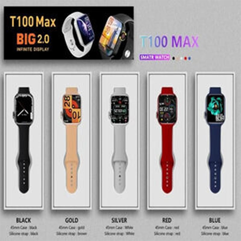 Picture of T100 Max Smart watch Series 8 Smart Watch 2.0 inch Screen Size IP67Waterproof Wireless Charger Black