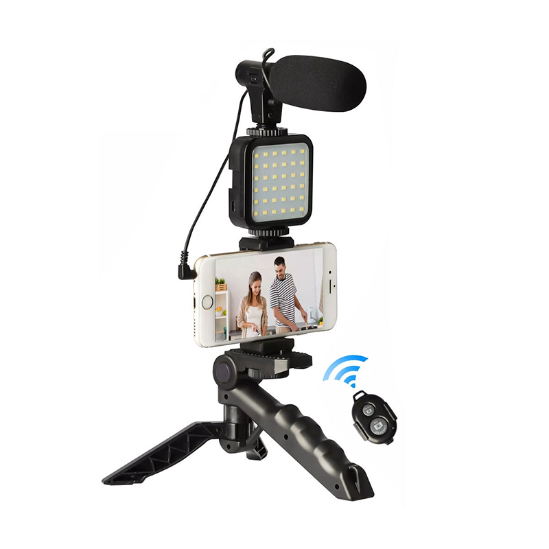 Picture of Exclusive AY-49 Phone Vlog Tripod Vlogging Kits Live Selfie Fill Light Integration with Remote Control Microphone LED Light Multicolor