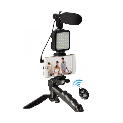 Picture of Exclusive AY-49 Phone Vlog Tripod Vlogging Kits Live Selfie Fill Light Integration with Remote Control Microphone LED Light Multicolor