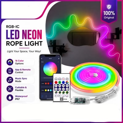 Picture of USB LED Neon Rope Lights, RGB Led Strip Lights with Remote, Color Changing Flexible Led Light Strip, Gaming 5V Neon Lights Multicolor