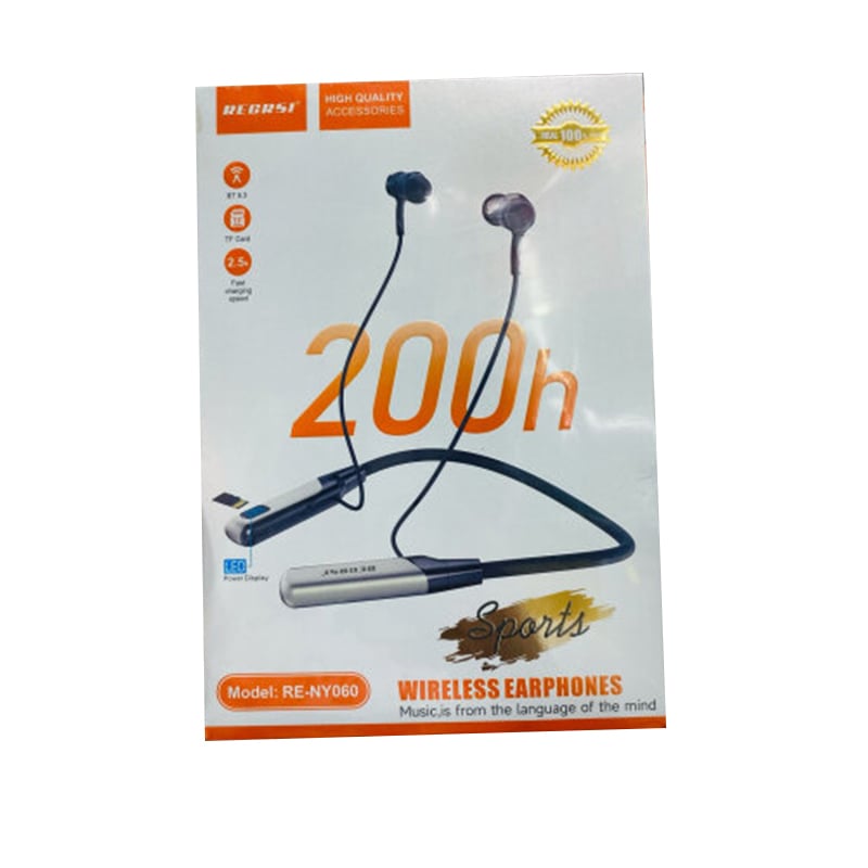 Picture of Recrsi wireless Neckband Bluetooth Earphone RE-NY060 Charging becup 200 Hours (Best price) Multicolor
