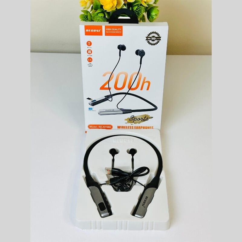Picture of New Recrsi wireless Neckband Bluetooth Earphone RE-NY060 Charging becup 200 Hours (Best price) Multicolor