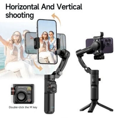 Picture of TOKQI M03 Handheld Gimbal 3-Axis AI Tracking Stabilizer with Wireless Microphone for Smartphones Shooting Vlog, with Fill Light Multicolor