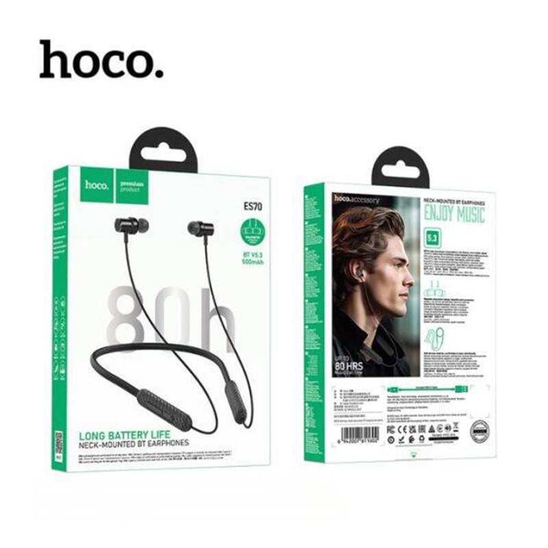 Picture of Hoco ES70 Bluetooth Neckband Long Battery Backup Wireless Earphone Black Magnetic Sports Headset for Android iPhone Multicolor