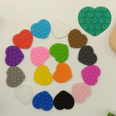 Picture of New Heart-Shaped Silicone Double-Sided Suction Cup 19-Piece Heart-Shaped Silicone Suction Cup Sticker Multi-Functional Mobile Phone Holder Holder 