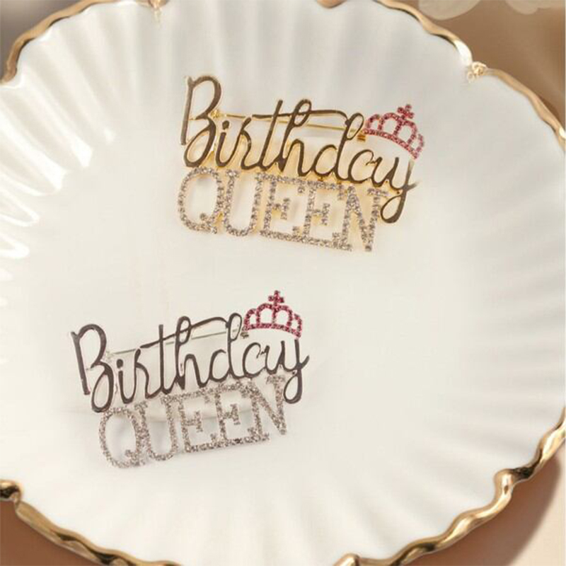 Picture of Cross Border Hot Sale Letter Crown Birthday Queen Brooch Ladies Birthday Party Party Accessories Pin Multicolor