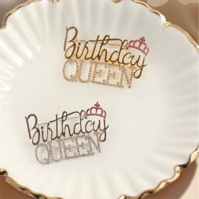 Picture of Cross Border Hot Sale Letter Crown Birthday Queen Brooch Ladies Birthday Party Party Accessories Pin Multicolor
