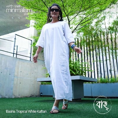 Picture of Baah Store Ltd  Tropical White Kaftan-white