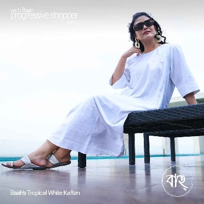 Picture of Baah Store Ltd  Tropical White Kaftan-white
