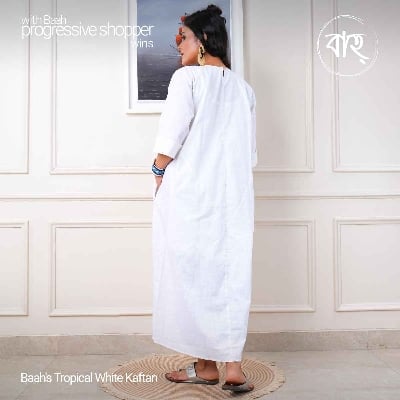 Picture of Baah Store Ltd  Tropical White Kaftan-white