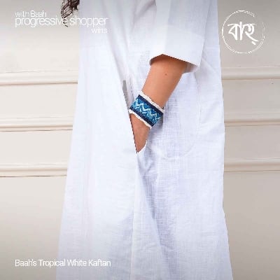 Picture of Baah Store Ltd  Tropical White Kaftan-white