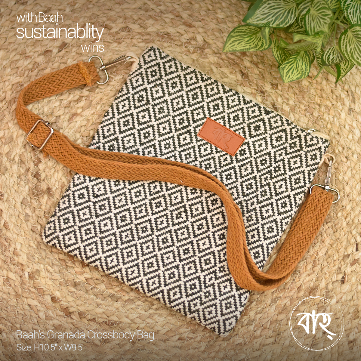 Picture of Baah Store Ltd  Granada Crossbody Bag-Olive & white
