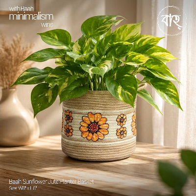 Picture of Baah Store Ltd  Sunflower Jute Planter Basket-natural