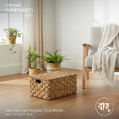 Picture of Baah Store Ltd  Sanctuary Seagrass Vanity Basket-natural
