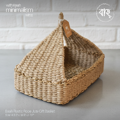 Picture of Baah Store Ltd  Rustic Rope Jute Gift Basket-natural