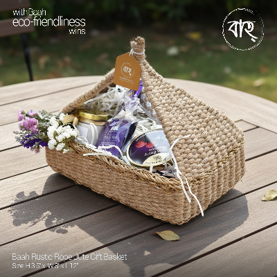 Picture of Baah Store Ltd  Rustic Rope Jute Gift Basket-natural