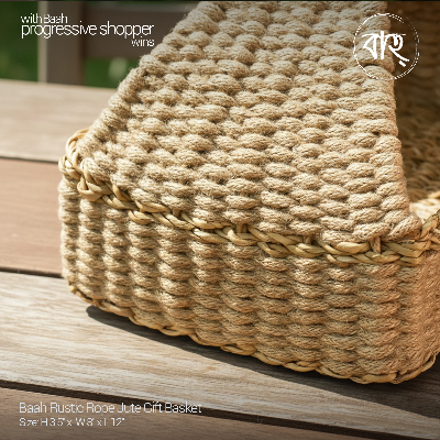 Picture of Baah Store Ltd  Rustic Rope Jute Gift Basket-natural