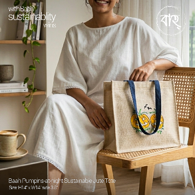 Picture of Baah Store Ltd  Pumpins-at-night Sustainable Jute Tote-natural